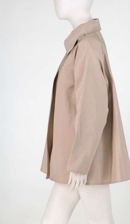 Zoran versatile classic khaki silk jacket at 1stDibs