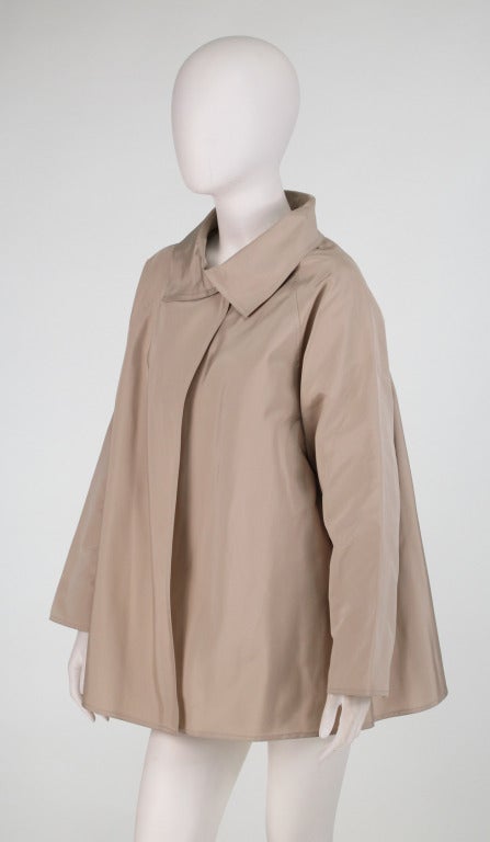 Zoran versatile classic khaki silk jacket at 1stdibs
