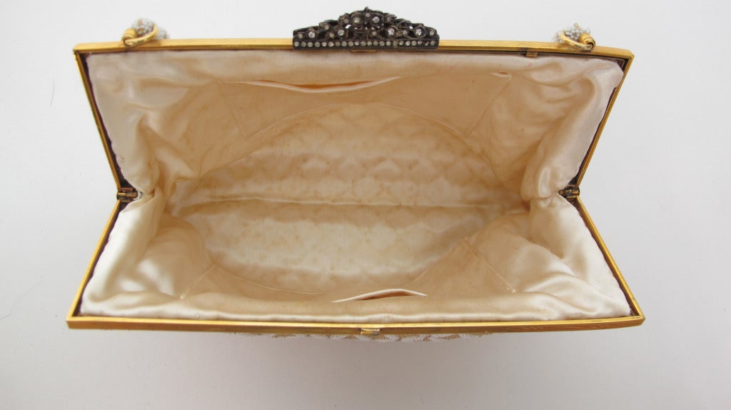 1940s Saks Fifth Ave. made in France gold & ivory beaded evening bag 2