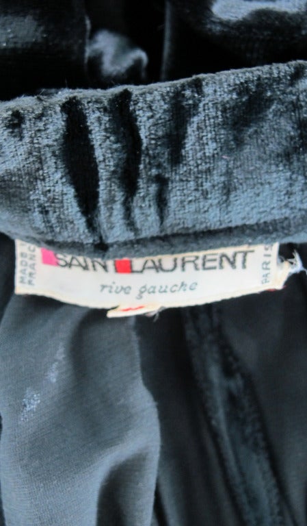 1970s Yves St Laurent black panne velvet zouave pants 6