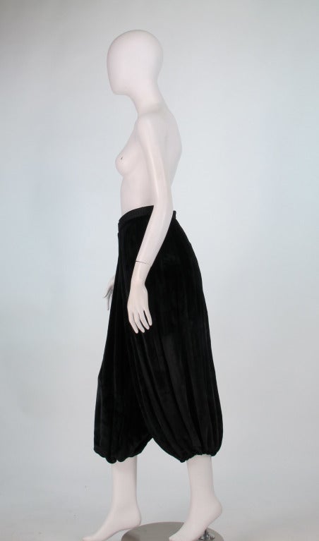 1970s Yves St Laurent black panne velvet zouave pants 3