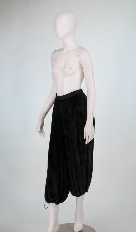 1970s Yves St Laurent black panne velvet zouave pants 4