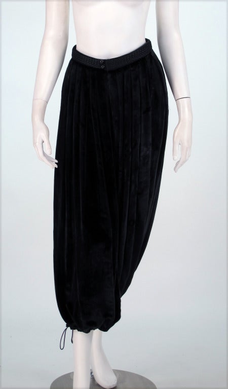 1970s Yves St Laurent black panne velvet zouave pants 5