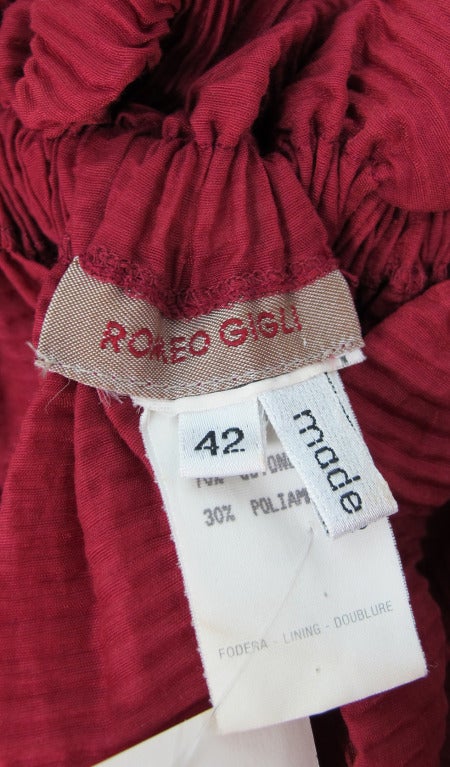 1990s Romeo Gigli ethereal garnet pinch pleated evening coat 6