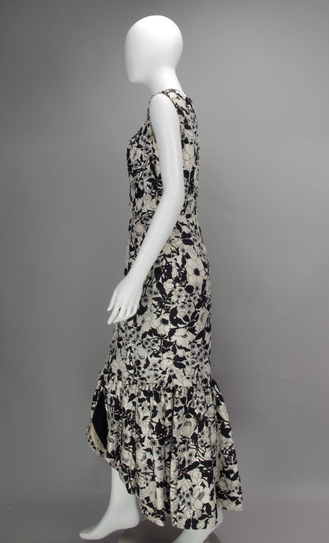 1960s Mr Blackwell black & white silk early gown In Excellent Condition In West Palm Beach, FL