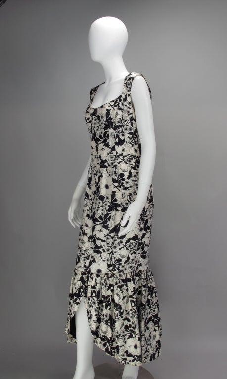 Women's 1960s Mr Blackwell black & white silk early gown