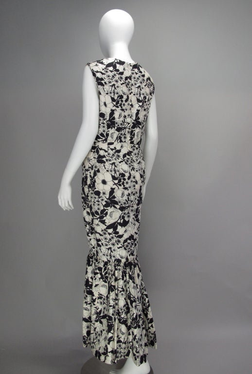1960s Mr Blackwell black & white silk early gown 1