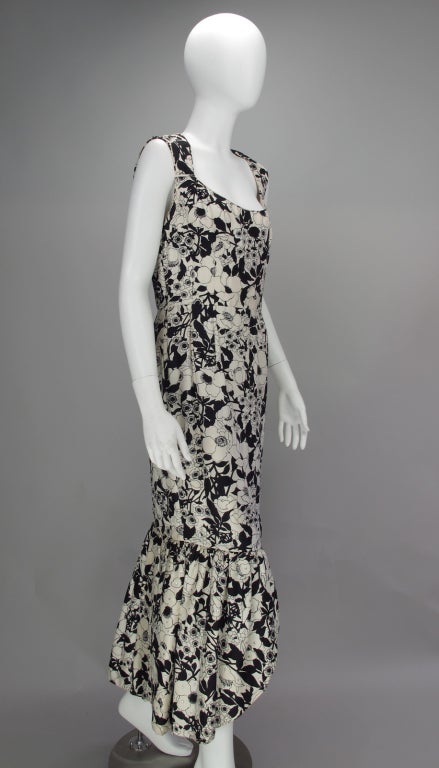 1960s Mr Blackwell black & white silk early gown 2