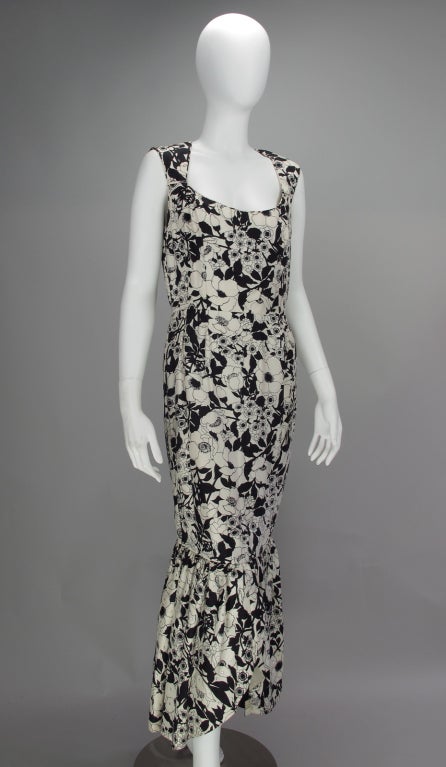 1960s Mr Blackwell black & white silk early gown 3