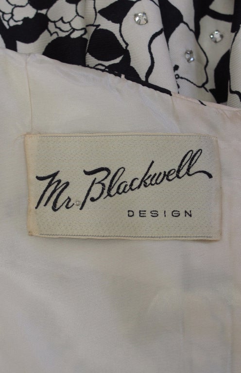 1960s Mr Blackwell black & white silk early gown 6