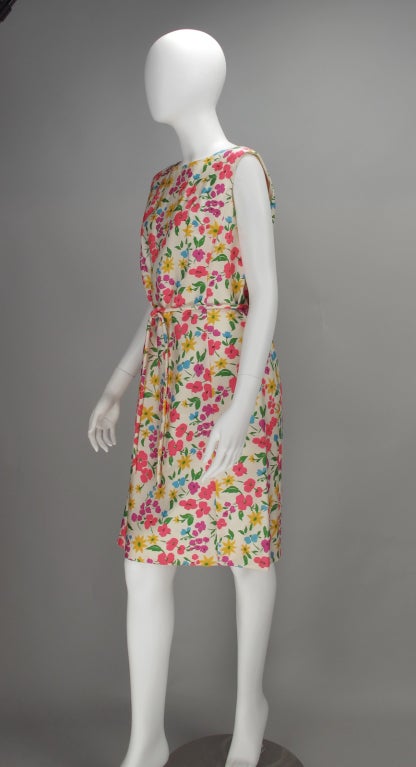 1960s floral spring coat & matching sheath dress In Excellent Condition In West Palm Beach, FL