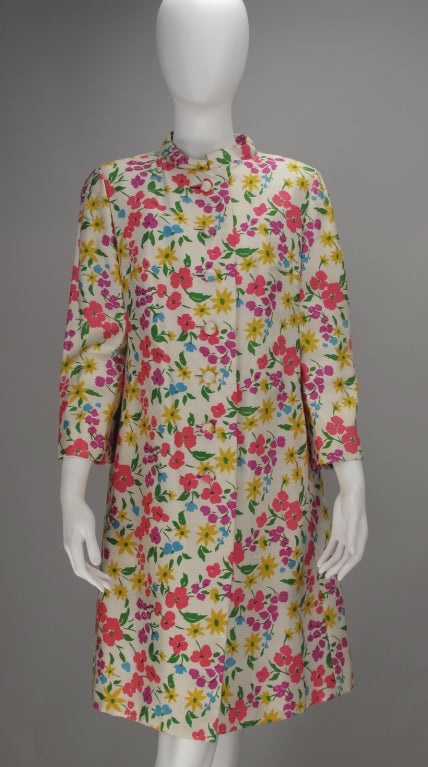 Women's 1960s floral spring coat & matching sheath dress
