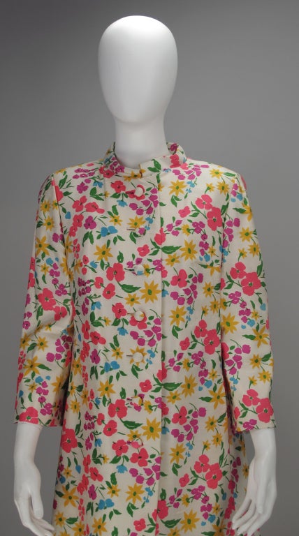 1960s floral spring coat & matching sheath dress 2