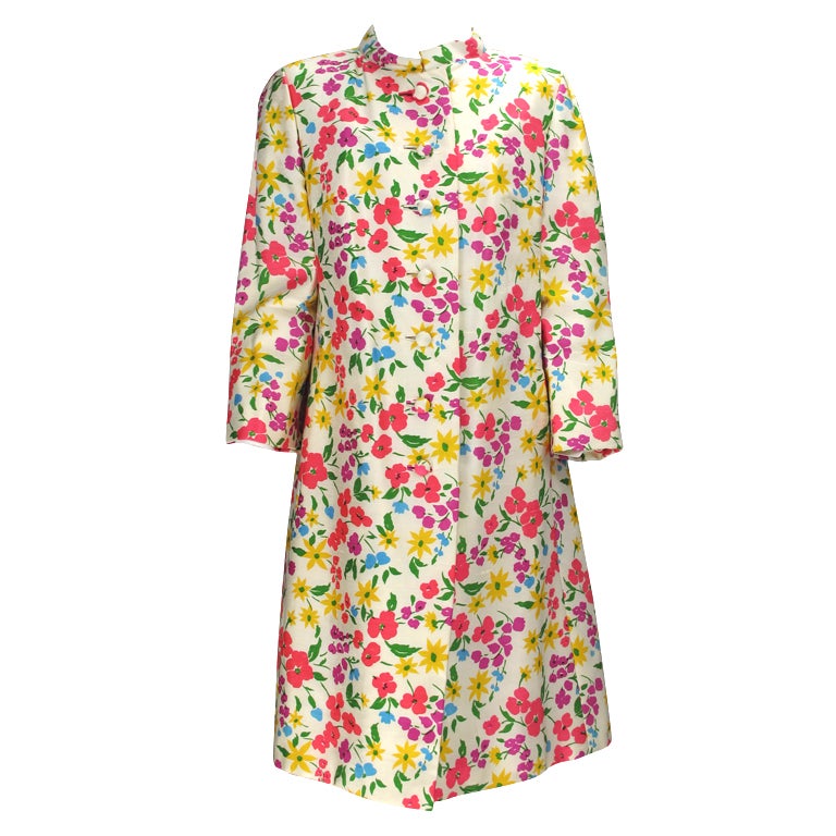 1960s floral spring coat & matching sheath dress