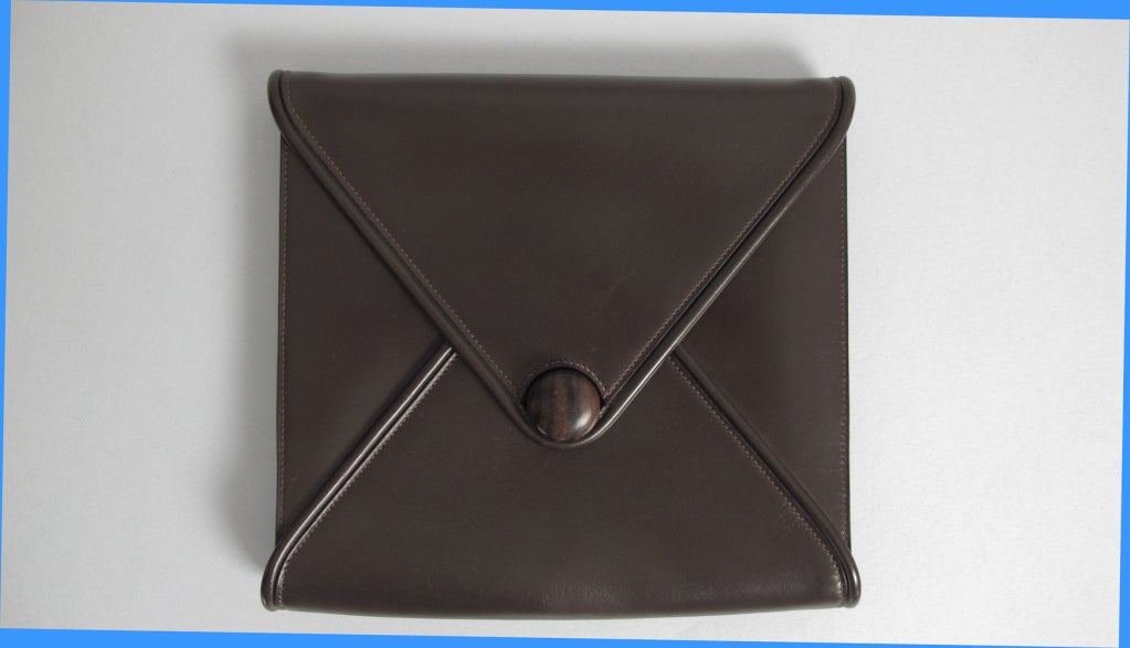 1970s Hermes box calf envelope clutch