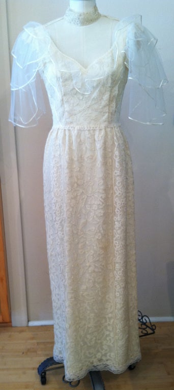 Pat Kerr antique lace wedding or evening gown. Please call for details.