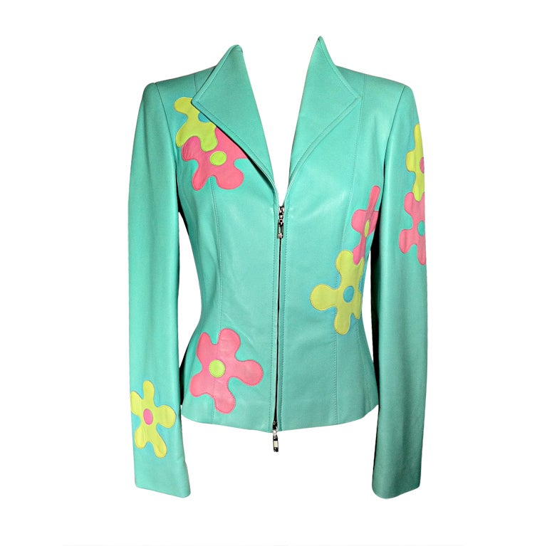 ESCADA FLOWER POWER LEATHER JACKET For Sale