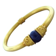 LALAOUNIS Sodalite Yellow Gold Bangle Bracelet
