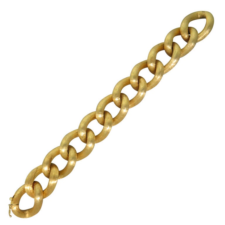 1970s Italian Classic Gold Textured Link Bracelet