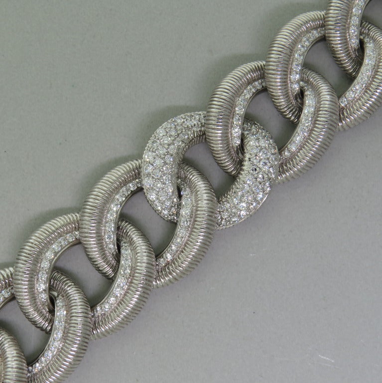 Large,  bold classic link diamond Judith Ripka Bracelet, 7 1/2
