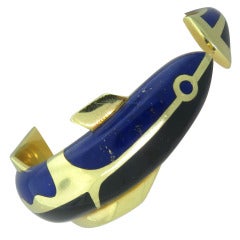 Tiffany & Co Gold Black Jade Lapis Bangle Fish Bracelet