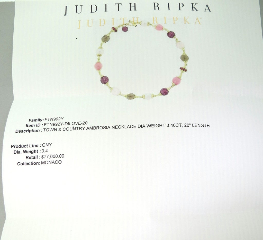 Modern Impressive Judith Ripka Gold Diamond Gemstone Ambrosia Necklace