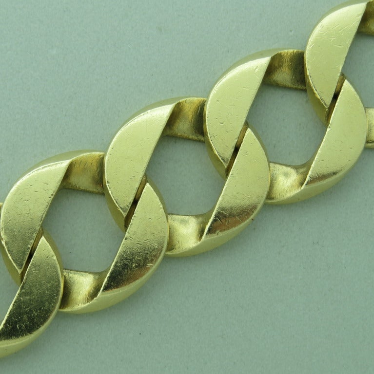 Super heavy 14k yellow gold  Curb-Link bracelet designed for Greta Garbo, 7 1/4