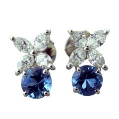 Tiffany & Co Victoria Platinum Diamond Aquamarine Earrings