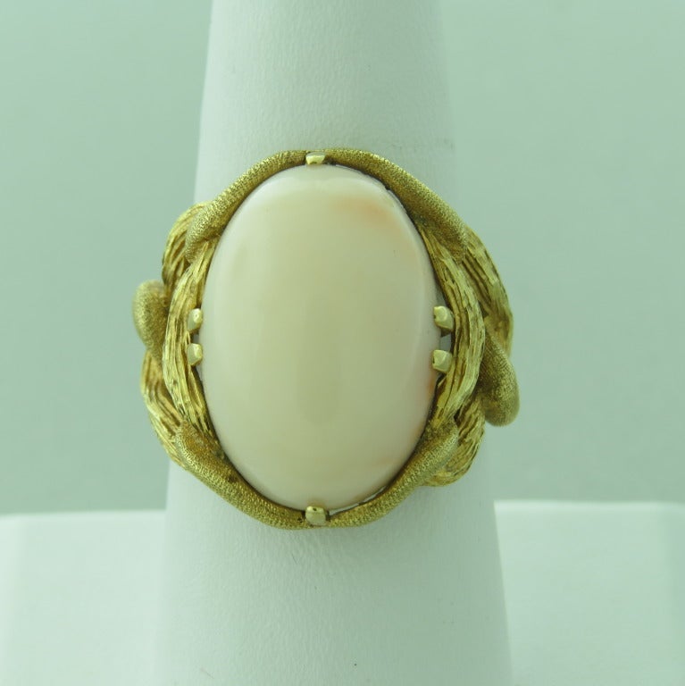 1960s Gold Angel Skin Coral Ring