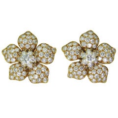 Floral Diamond Clip Earrings at 1stDibs