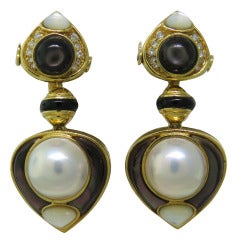 Marina B Arabesque Gold Mother Of Pearl Diamond Earrings