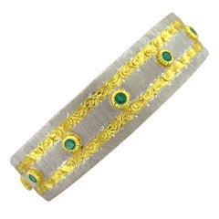 M. BUCCELLATI Gold Emerald Cuff Bracelet
