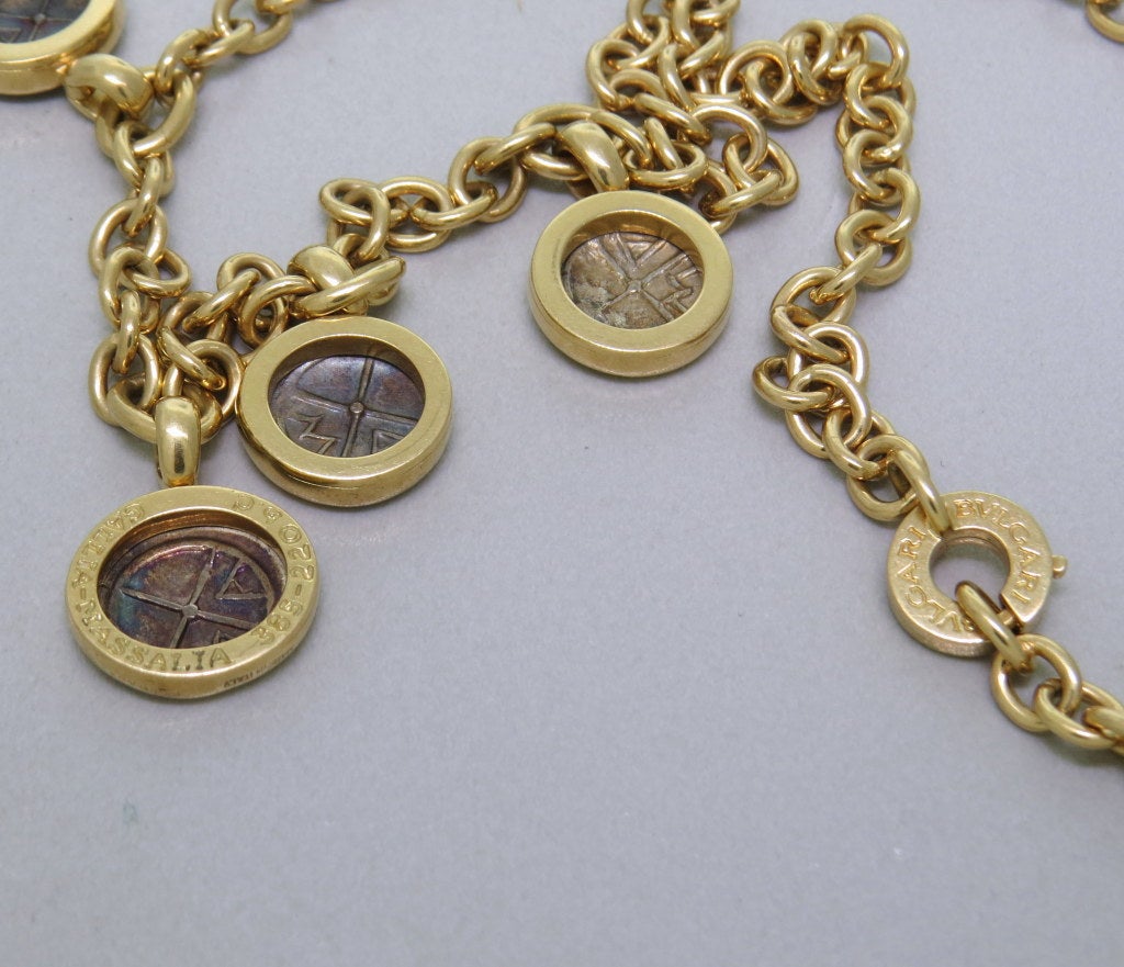 Bulgari Gold-Halskette mit antiker Münze im Zustand „Hervorragend“ in Lambertville, NJ