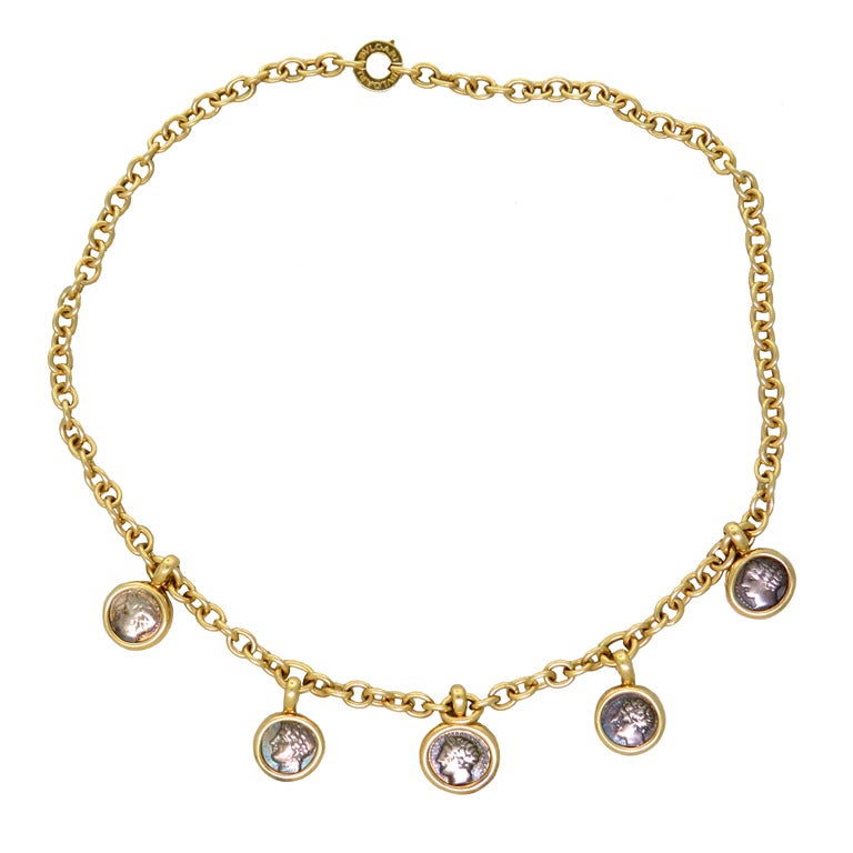 Bulgari Gold-Halskette mit antiker Münze