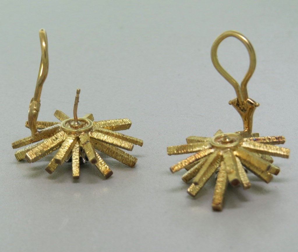 Women's 1970s Gold Sapphire Diamond Earrings