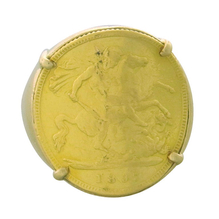 Fred Paris Gold 1897 British Sovereign Coin Ring
