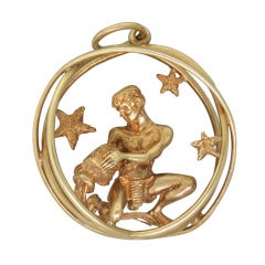 Ruser Gold Zodiac Aquarius Pendant