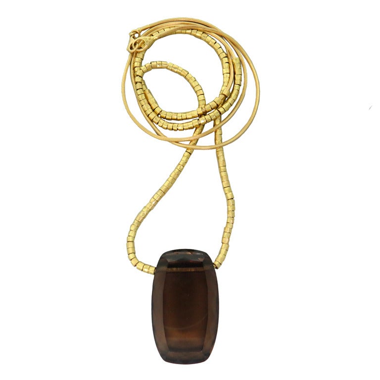 H Stern " Perles d'or " Pendentif Topaze fumé en or