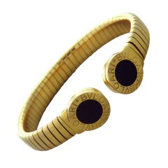 Bulgari Tubogas  Gold Onyx Cuff Bracelet