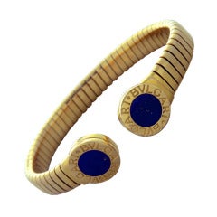 Bulgari Tubogas  Gold Lapis Cuff Bracelet