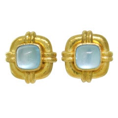 Elizabeth Locke Gold Aquamarine Earrings