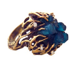 Gold Chatham Man Made Smaragd Diamant Cocktail Ring
