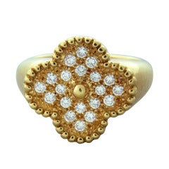 Van Cleef & Arpels Retro Alhambra Diamond Gold Ring