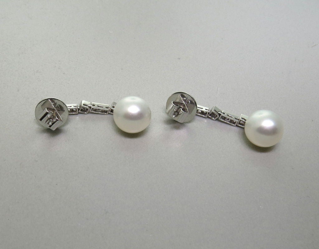 Women's Gold Diamond South Sea Pearl Drop Earrings