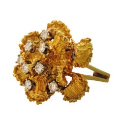 1970s Diamond Gold Cocktail Ring 8