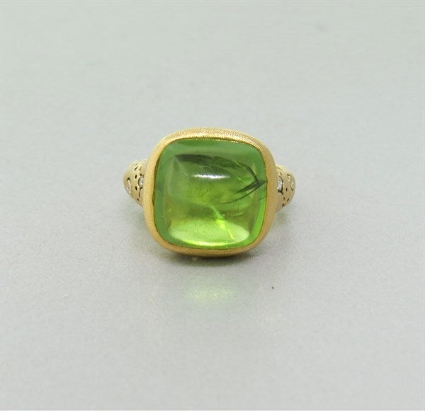 Alex Sepkus Peridot Diamant Gold Ring im Zustand „Hervorragend“ in Lambertville, NJ