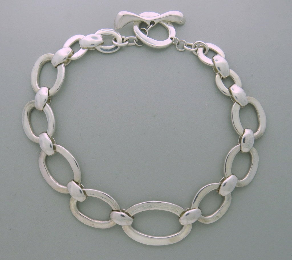 Robert Lee Morris large sterling silver link necklace and bracelet. Necklace is 18 1/2