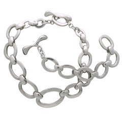 Robert Lee Morris Silver Link Necklace Bracelet Set