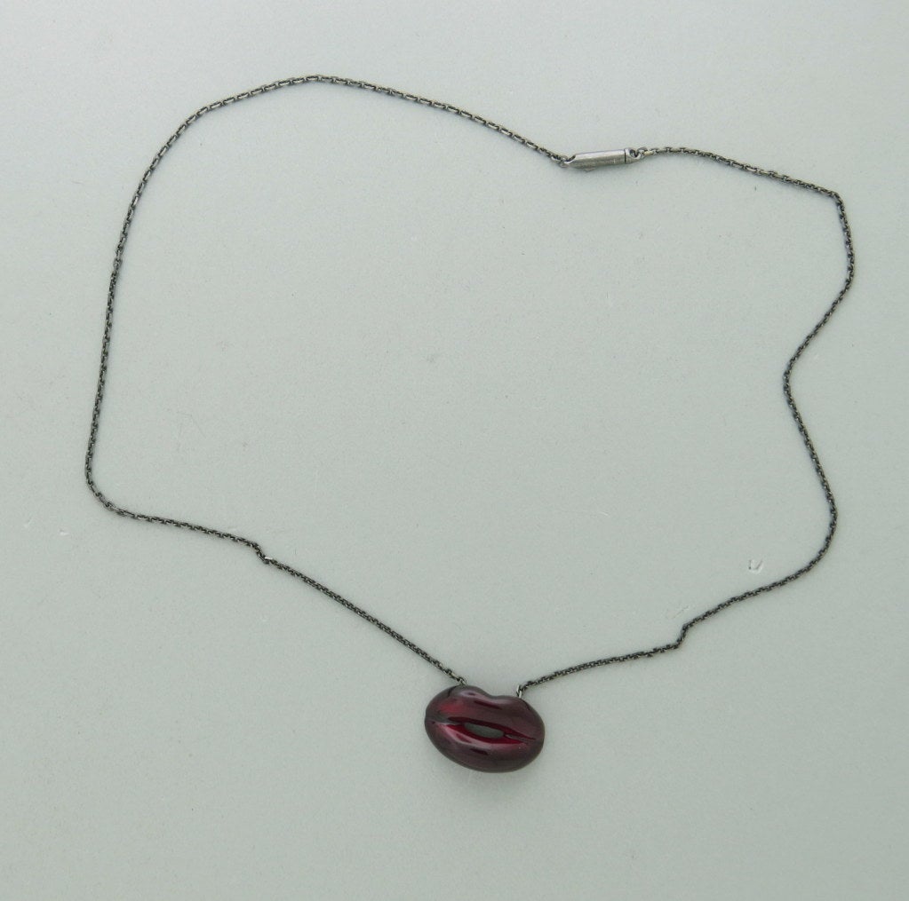 Solange Azagury-Partridge sterling silver Hotlips pendant necklace. Marked - 925,makers hallmark. Chain is 17 1/2