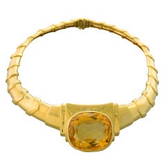 David Webb Citrine Gold Necklace